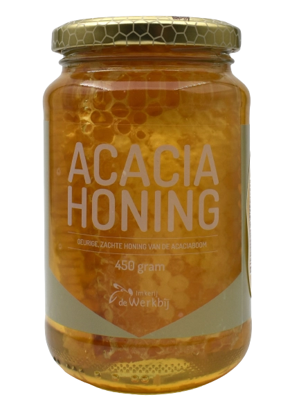 Werkbij Acaciahoning met raat