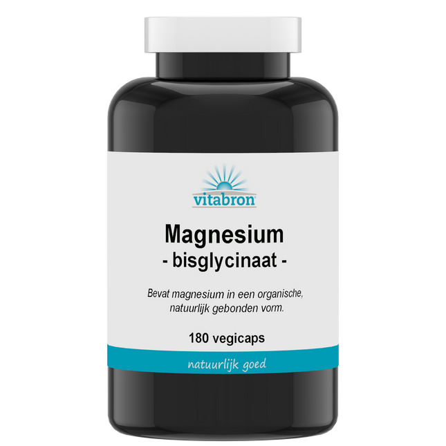 Vitabron Magnesium Bisglycinaat capsules hoog opneembaar magnesium supplement voor spieren energie en zenuwstelsel, 180 capsules