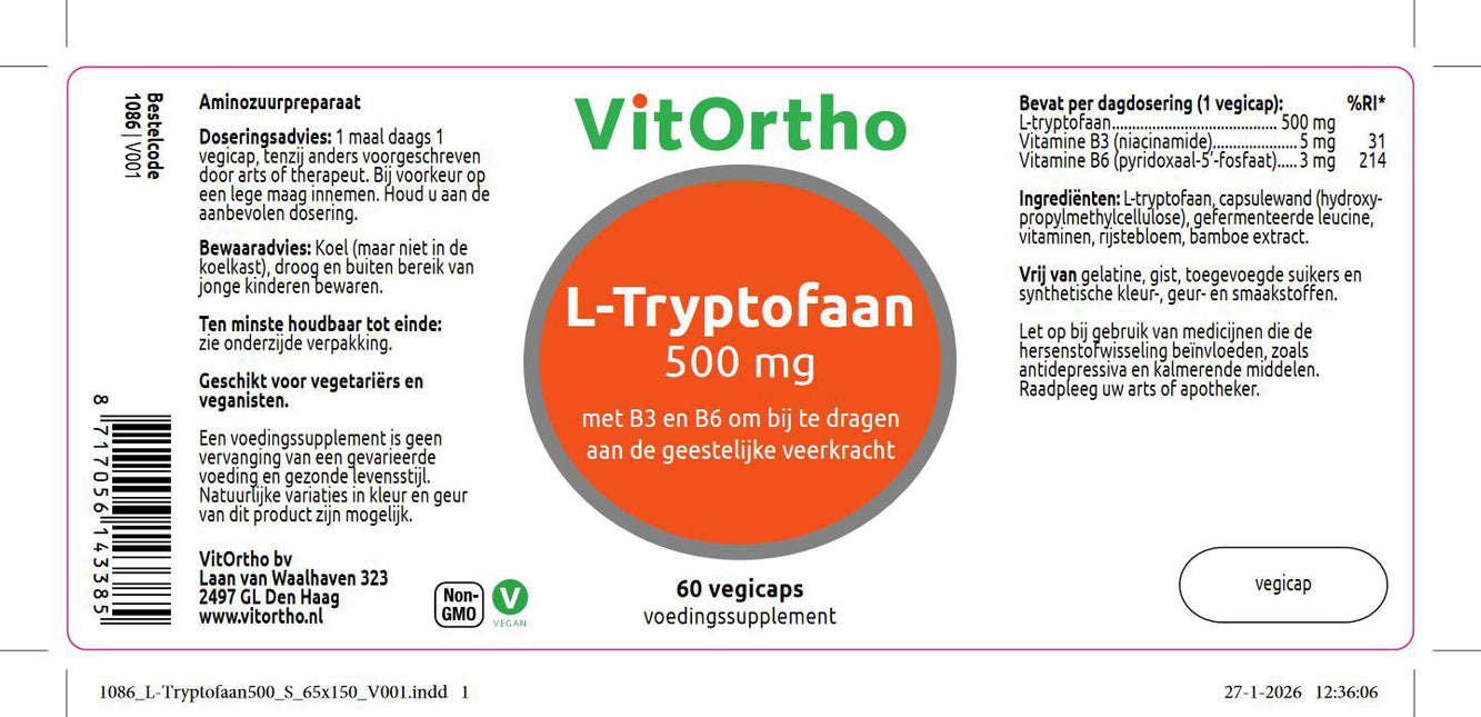 Vitortho L-Tryptofaan 500 mg