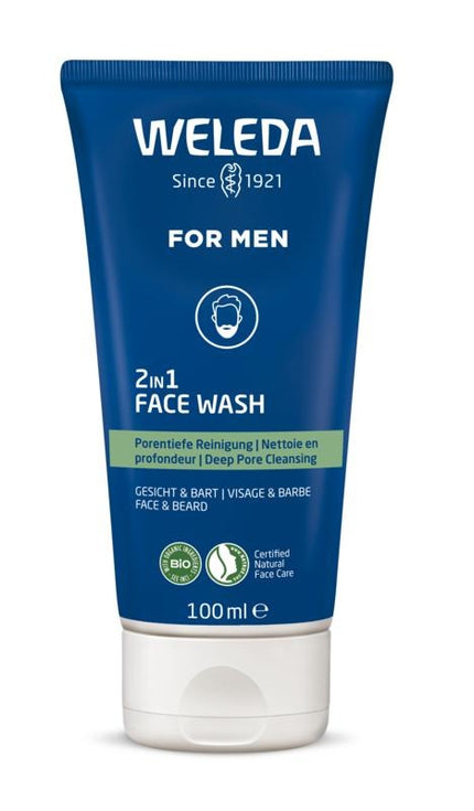 Weleda Men 2 in1 reinigingsgel gezicht en baard